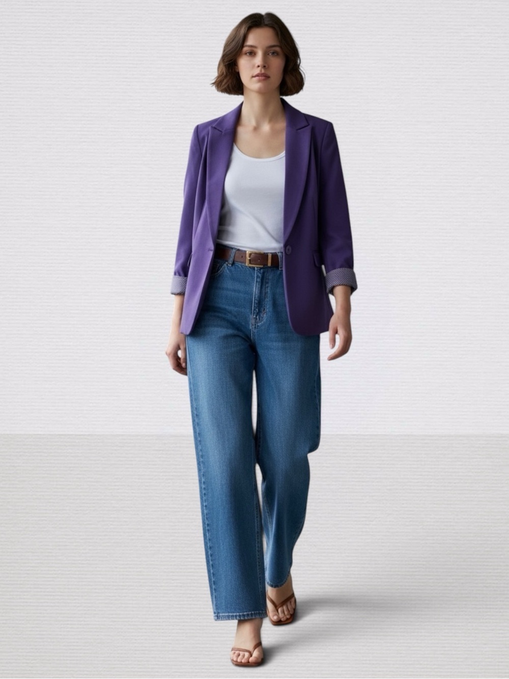 Ricki’s Blazer Single Breasted Ponte Knit Purple Size XS